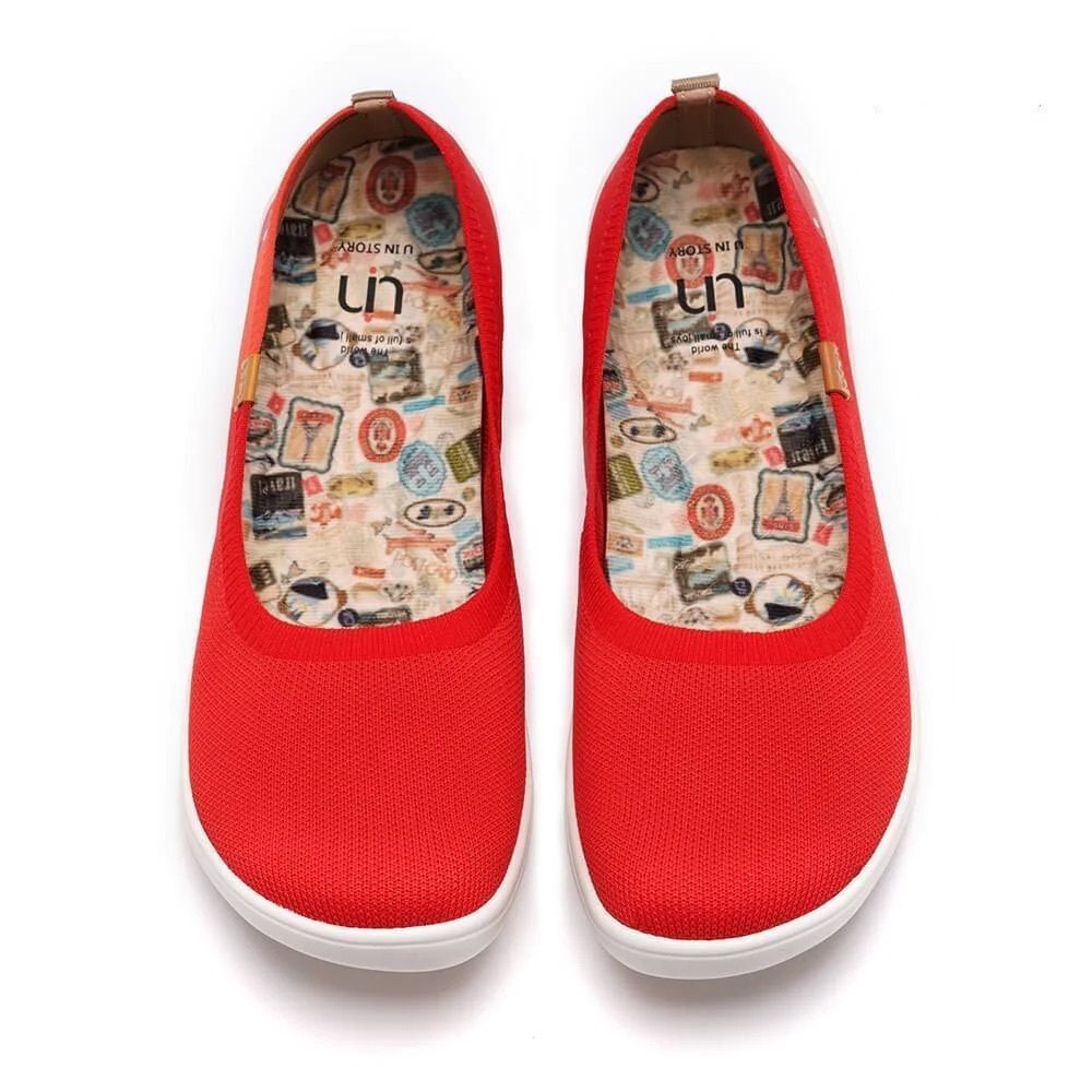 UIN Kid’s Ballet Slip On Pointed Casual Shoes (Valencia Knitted Red)